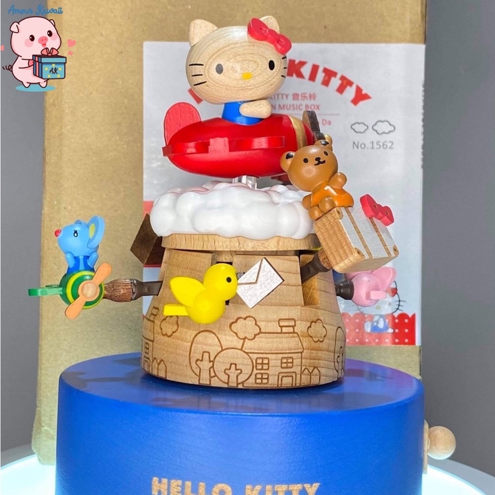 Hello Kitty Wood Airplane Adventure Music Box